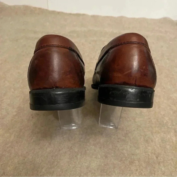 Johnston & Murphy Black Brown Leather Tassel Slip On Loafers Mens size 10.5M - Picture 4 of 10